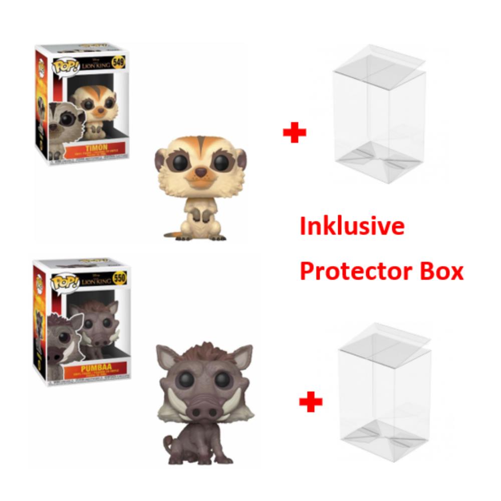 FUNKO POP Disney #549 Timon #550 Pumba Vinyl Figur sealed + Protector Box