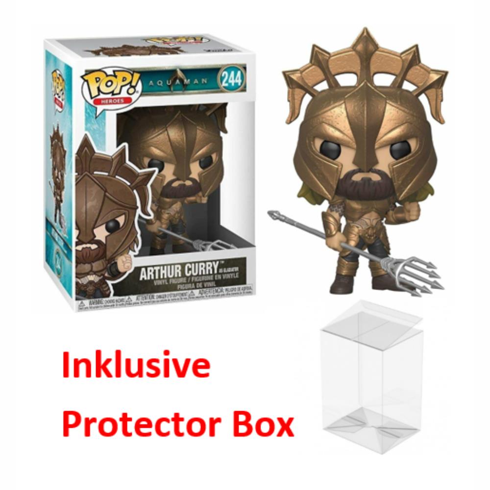 FUNKO POP Aquaman #244 Arthur Curry Gladiator Figur NEU sealed + Protector Box
