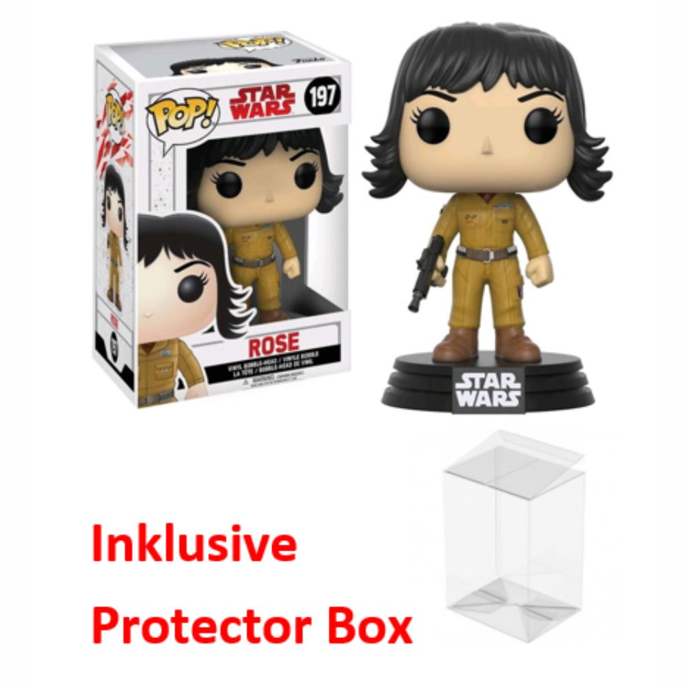 FUNKO POP Star Wars #197 Rose Vinyl Bobble-Head Figur NEU sealed + Protector Box