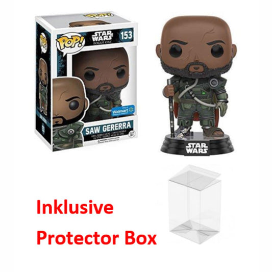 FUNKO POP Star Wars Rogue One #153 Saw Gererra Bobble-Head NEU + Protector Box