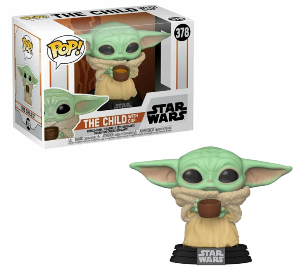 FUNKO POP Star Wars Mandalorian #378 The Child with Cup Bobble-Head Figur NEU