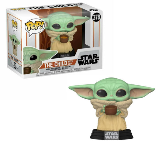 FUNKO POP Star Wars Mandalorian #378 The Child with Cup Bobble-Head Figur NEU