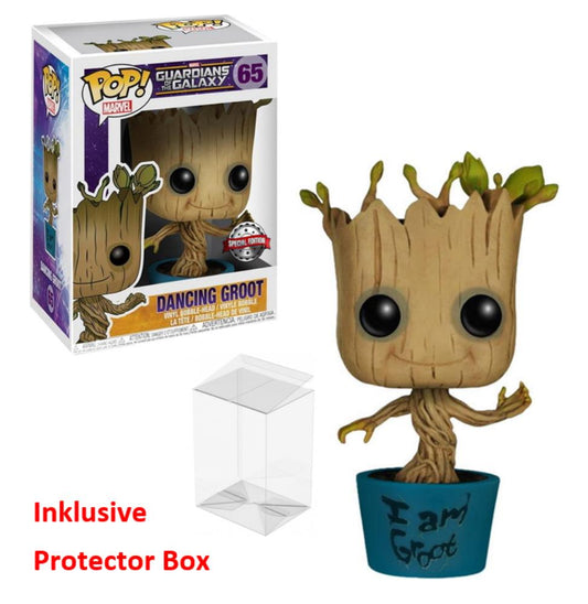 FUNKO POP Marvel #65 Dancing Groot Special Bobble-Head Figur NEU+Protector Box
