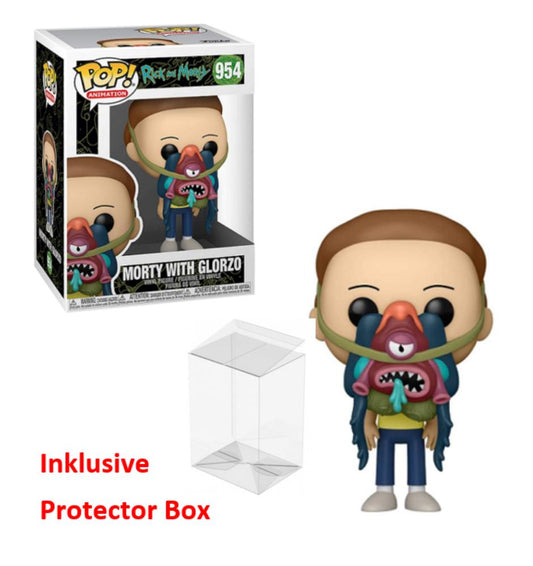 FUNKO POP Rick and Morty #954 Morty with Glorzo Figur NEU sealed + Protector Box