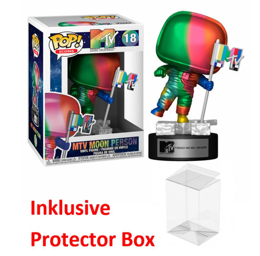 FUNKO POP Icons #18 MTV Moon Person Vinyl Figur NEU sealed + Protector Box