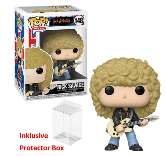 FUNKO POP Def Leppard #148 Rick Savage Vinyl Figur NEU sealed + Protector Box