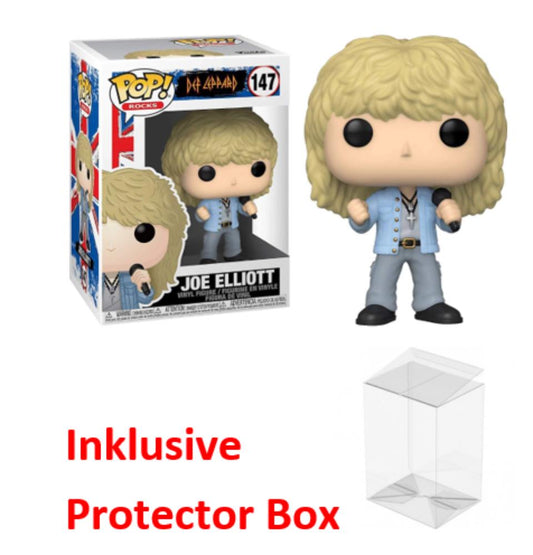 FUNKO POP Def Leppard #147 Joe Elliott Vinyl Figur NEU sealed + Protector Box
