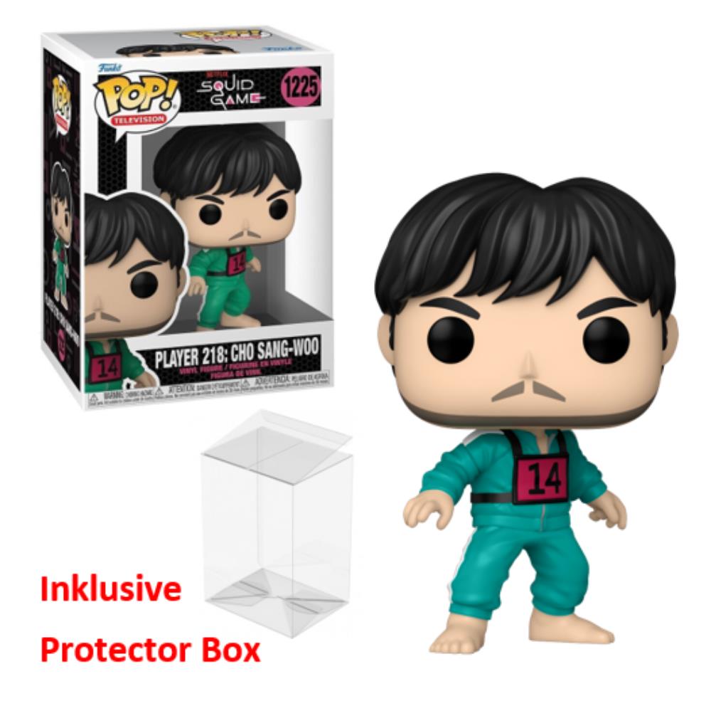 FUNKO POP Squid Game #1225 Player 218: Cho Sang-Woo sealed + Protector Box