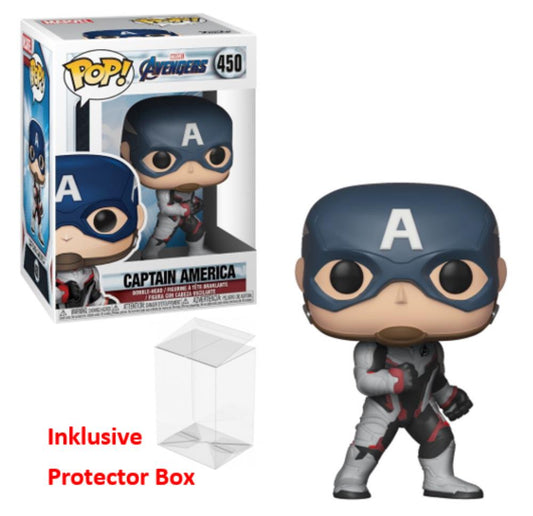 FUNKO POP Marvel Avengers #450 Captain America Bobble Head NEU + Protector Box