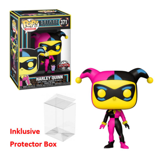 FUNKO POP Batman #371 Harley Quinn Special Black Light Glow sealed + Protector Box