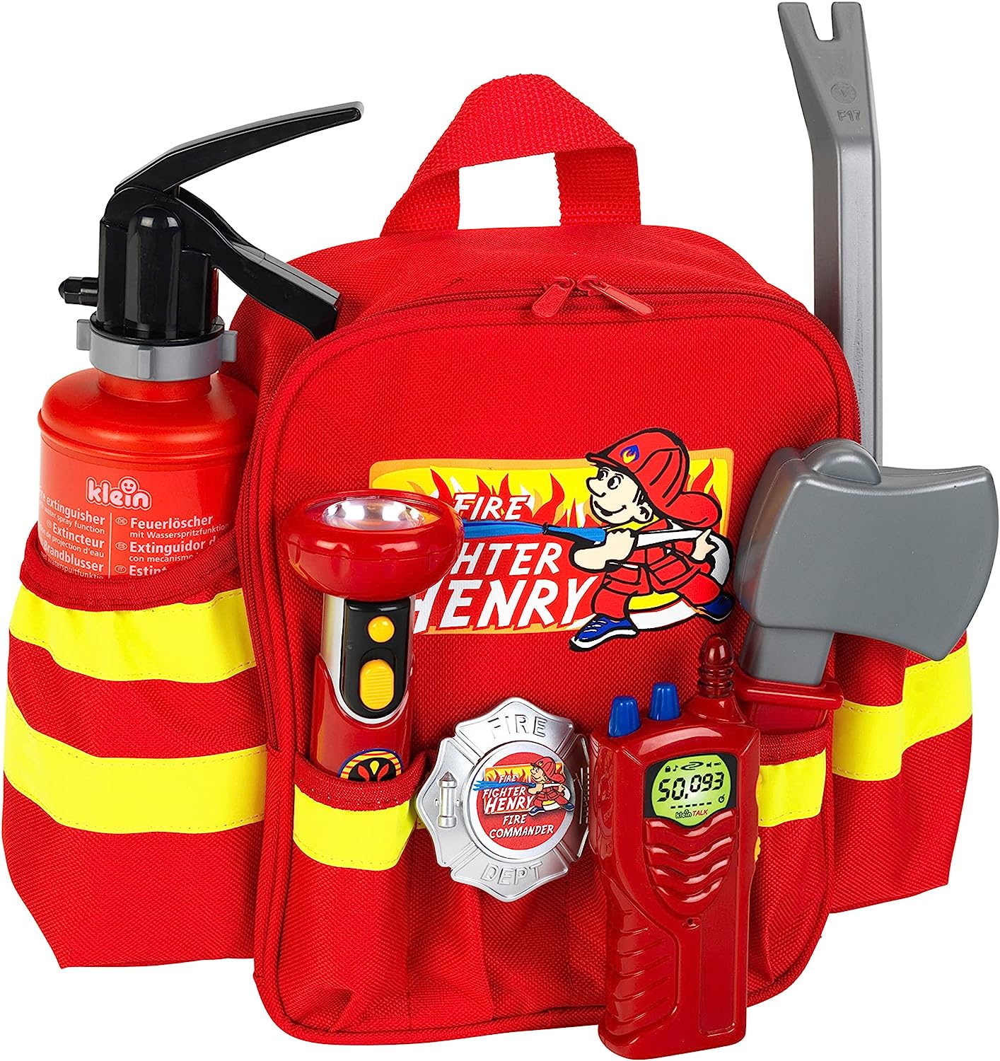 Theo Klein 8900 Fire Fighter Henry Feuerwehr-Rucksack mit Reflektor Kinder Spielzeug