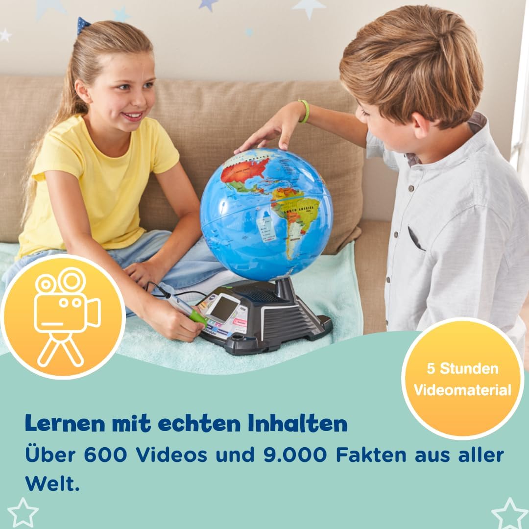 VTech Interaktiver Videoglobus Kinderglobus Lernglobus mit Bildschirm und Ton - B-Ware