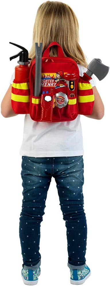 Theo Klein 8900 Fire Fighter Henry Feuerwehr-Rucksack mit Reflektor Kinder Spielzeug