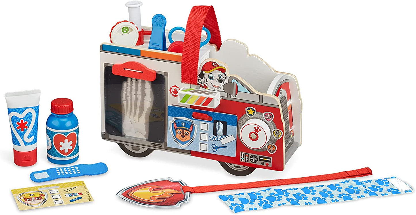PAW Patrol Marshalls Rettungswagen Krankenwagen mit Erste-Hilfe-Kasten Arztset Holz Lernspielzeug Spielzeug