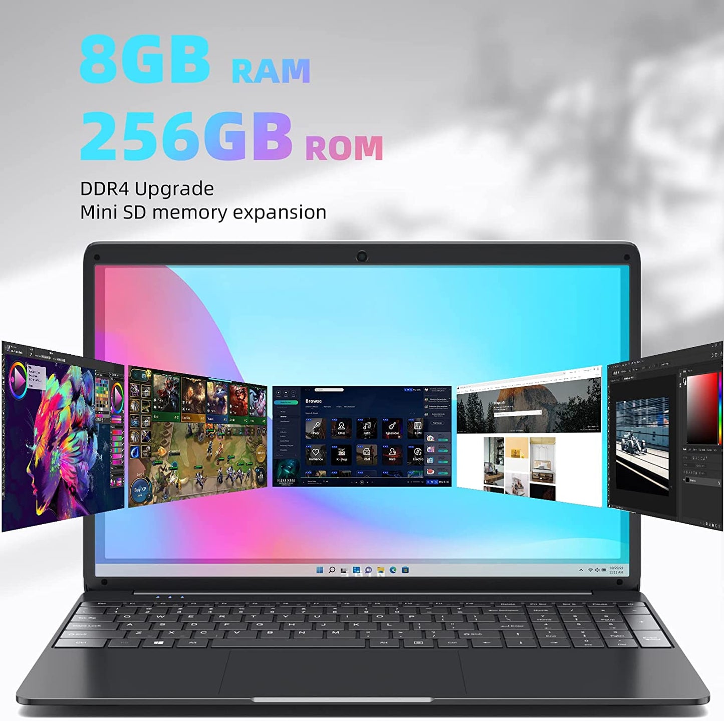 SGIN M15 Pro 15.6 Zoll Laptop 8GB RAM 256GB SSD ROM Windows 11 Intel Celeron