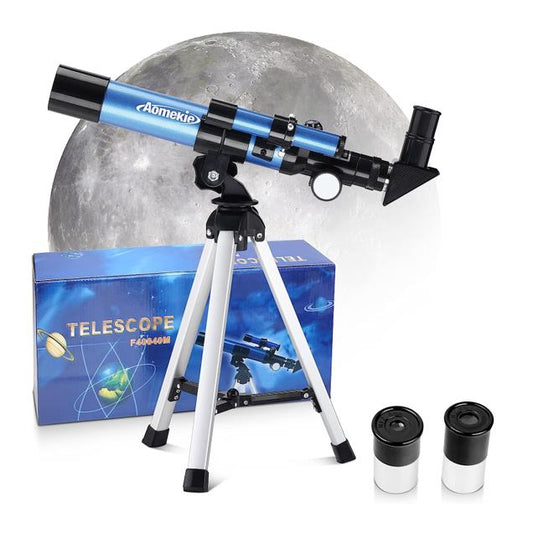 Teleskop Kinder Einsteiger 40/400 Astronomisches Fernrohr Refraktor Stativ & Sucherfernrohr