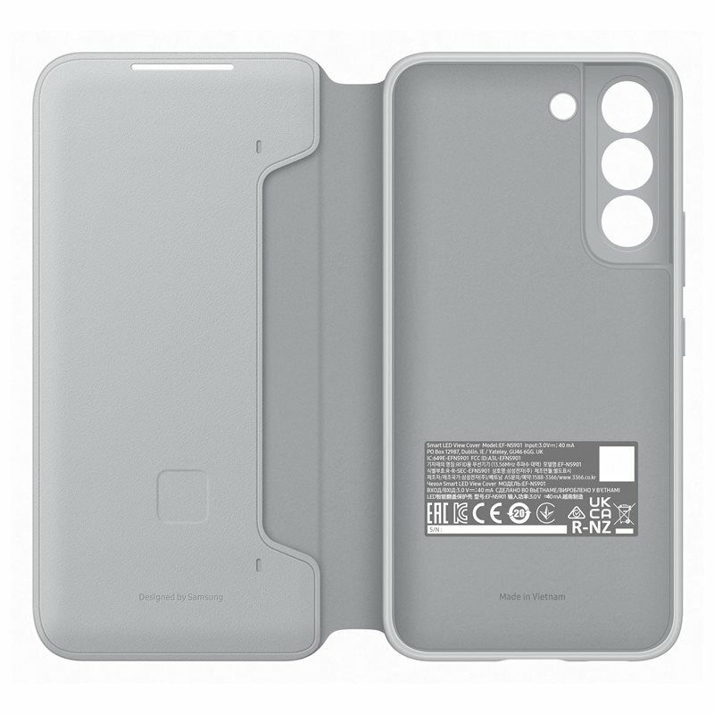 Samsung Galaxy S22 LED View Smartphone Cover Handy-Hülle Kartenhalterung Hellgrau