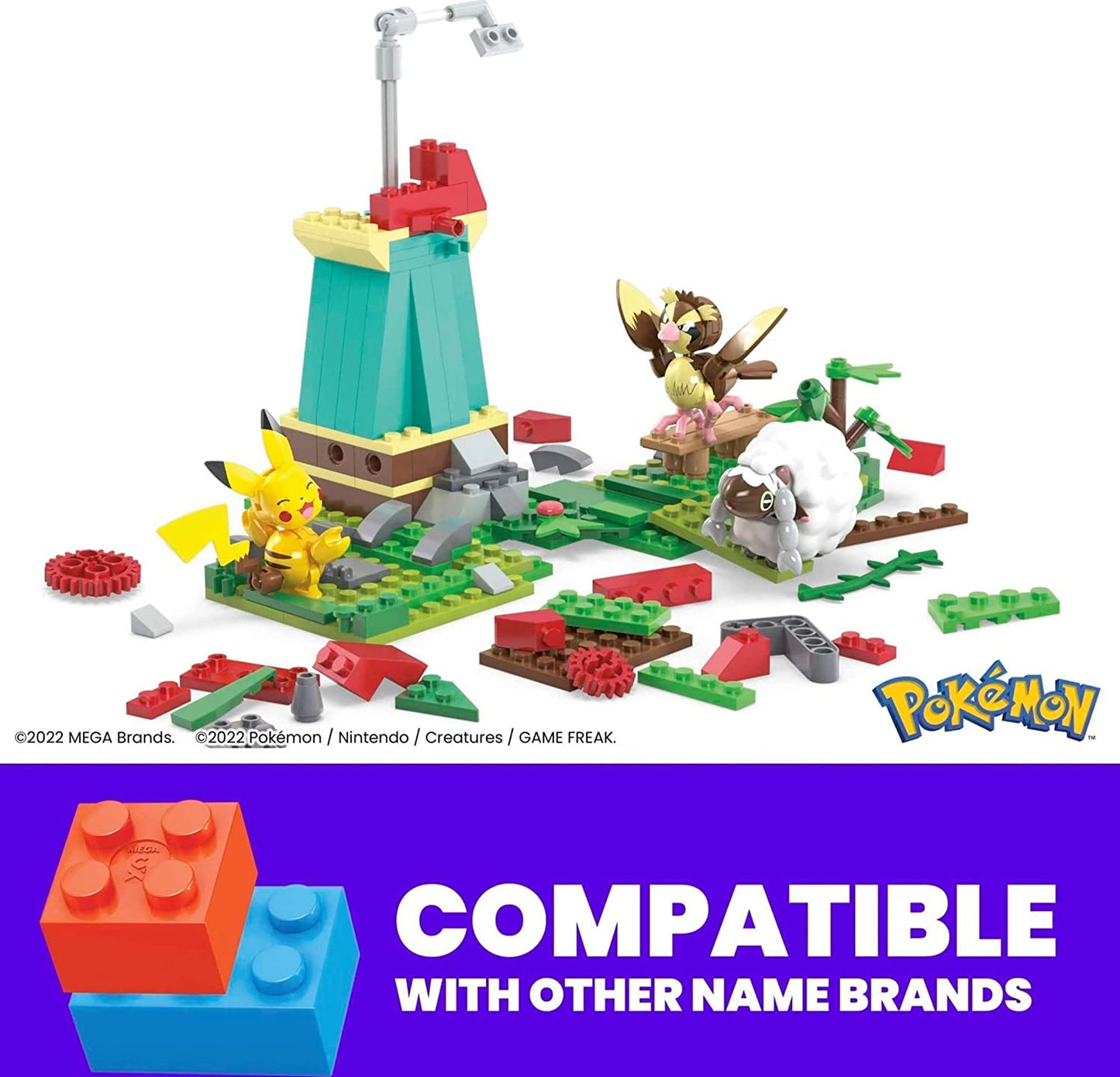 Mega Construx HKT21 - Windmühlen-Farm Bauset 240 Teile Bauset Pikachu Spielzeug