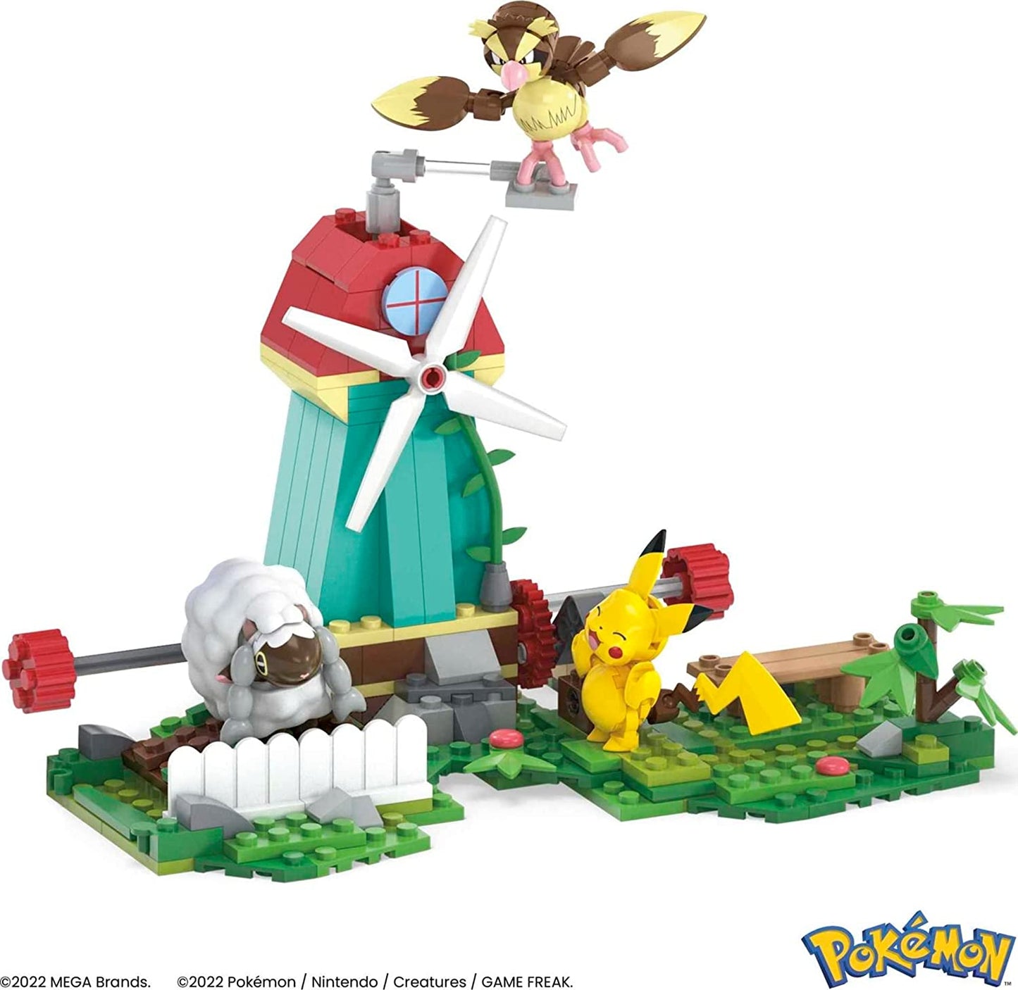 Mega Construx HKT21 - Windmühlen-Farm Bauset 240 Teile Bauset Pikachu Spielzeug