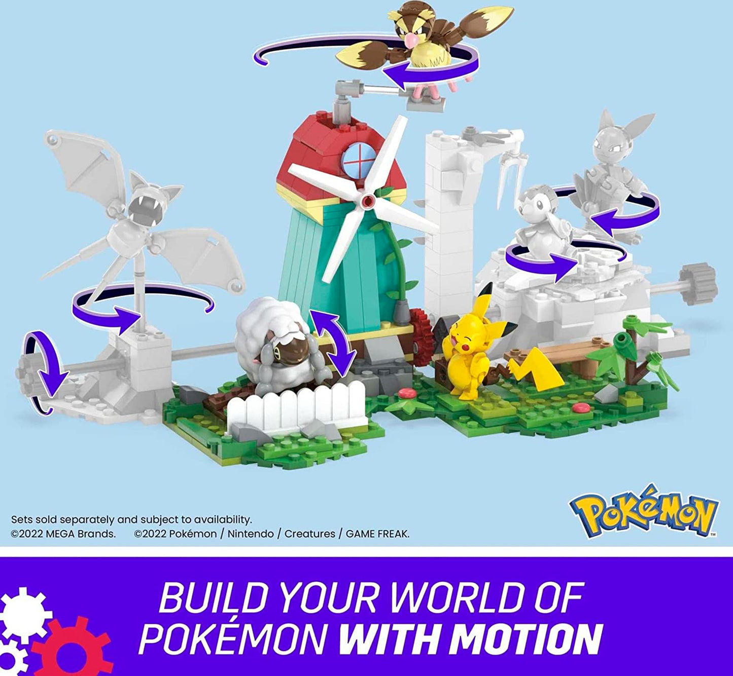Mega Construx HKT21 - Windmühlen-Farm Bauset 240 Teile Bauset Pikachu Spielzeug
