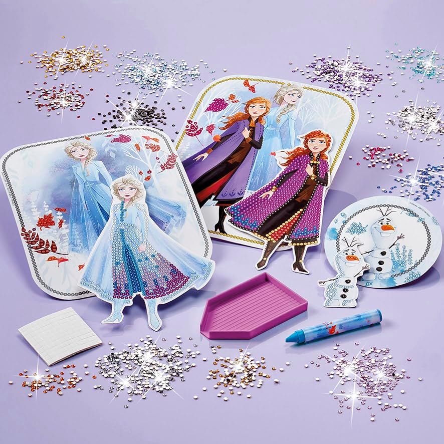 Frozen Crystal Art Diamond Painting-Set: 3D Karten (Anna & Elsa & Olaf) mit Glitzersteinen