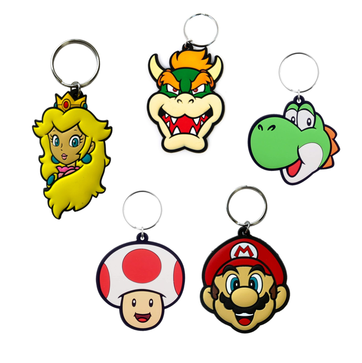 Schlüsselanhänger Super Mario Yoshi Peach Bowser Toad Keychain Nintendo (zur Auswahl)