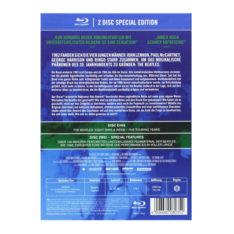 The Beatles: Eight Days A Week - The Touring Years - Special Edition - Blu Ray - NEU