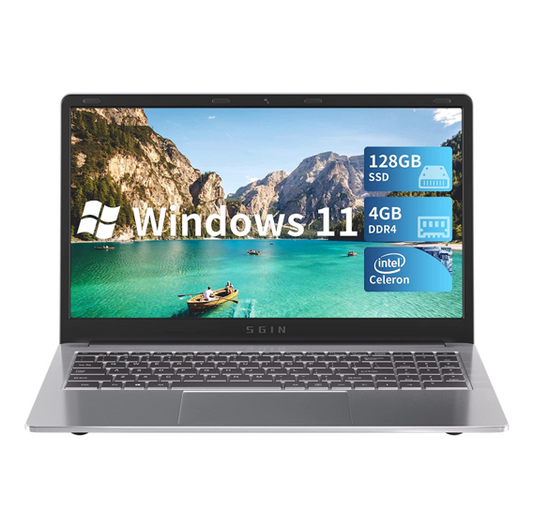 SGIN M15 15,6 Zoll Laptop 4 GB DDR4 RAM 128 GB SSD (TF 512 GB) Windows 11 - silber