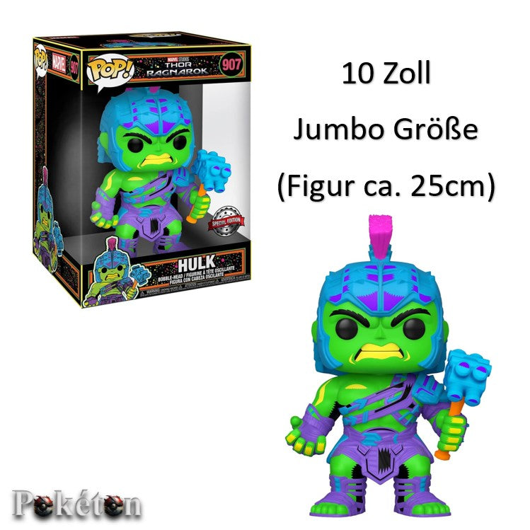 FUNKO POP Marvel Thor Ragnarok #907 Hulk - Bobble-Head Figur - 10" Jumbo Size - Neu