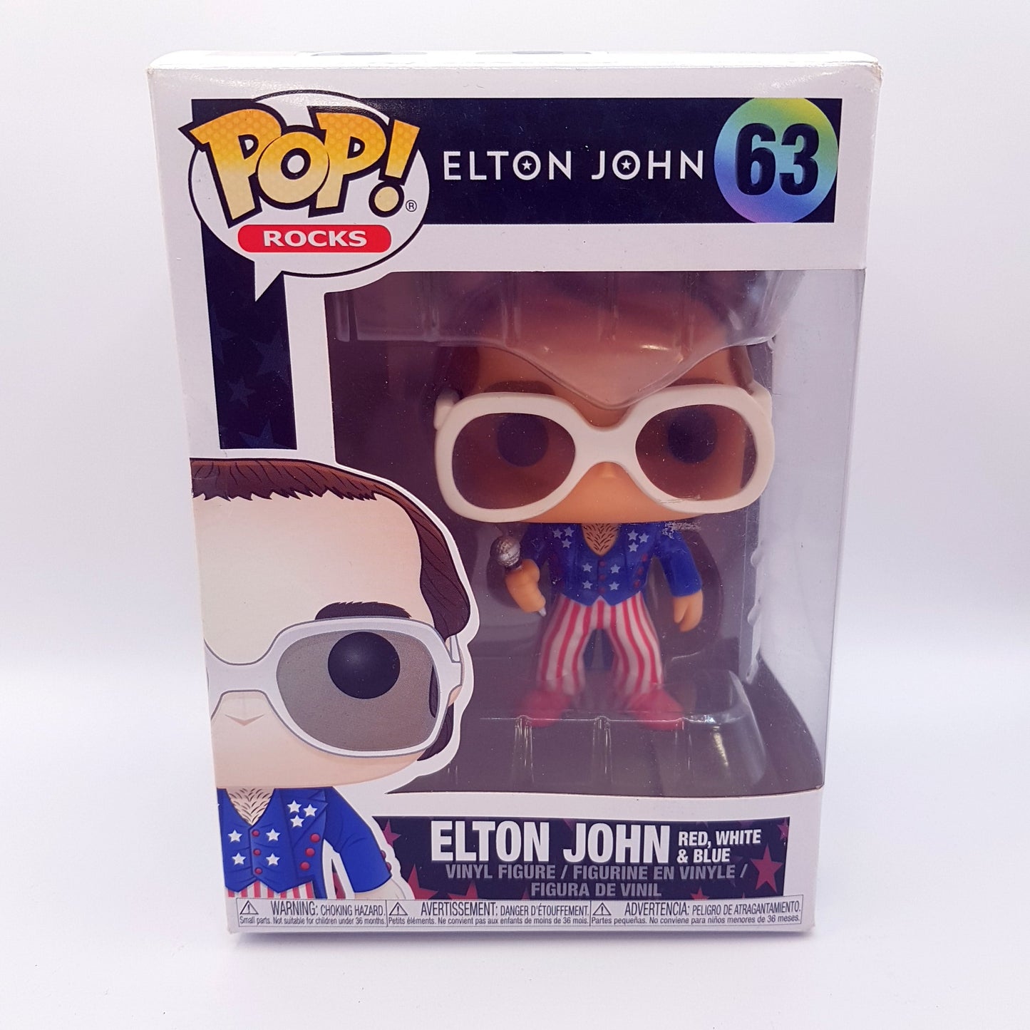 FUNKO POP Rocks #63 Elton John Red, White & Blue Figur - B-Ware
