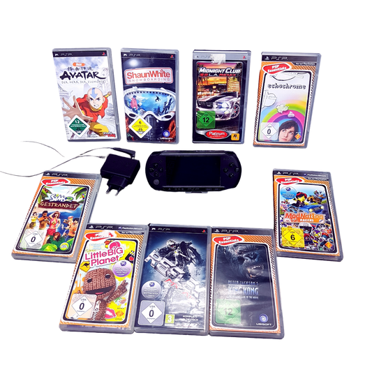 Original Sony Playstation Portable PSP E1004 Konsole + 9 Spiele (gebraucht)