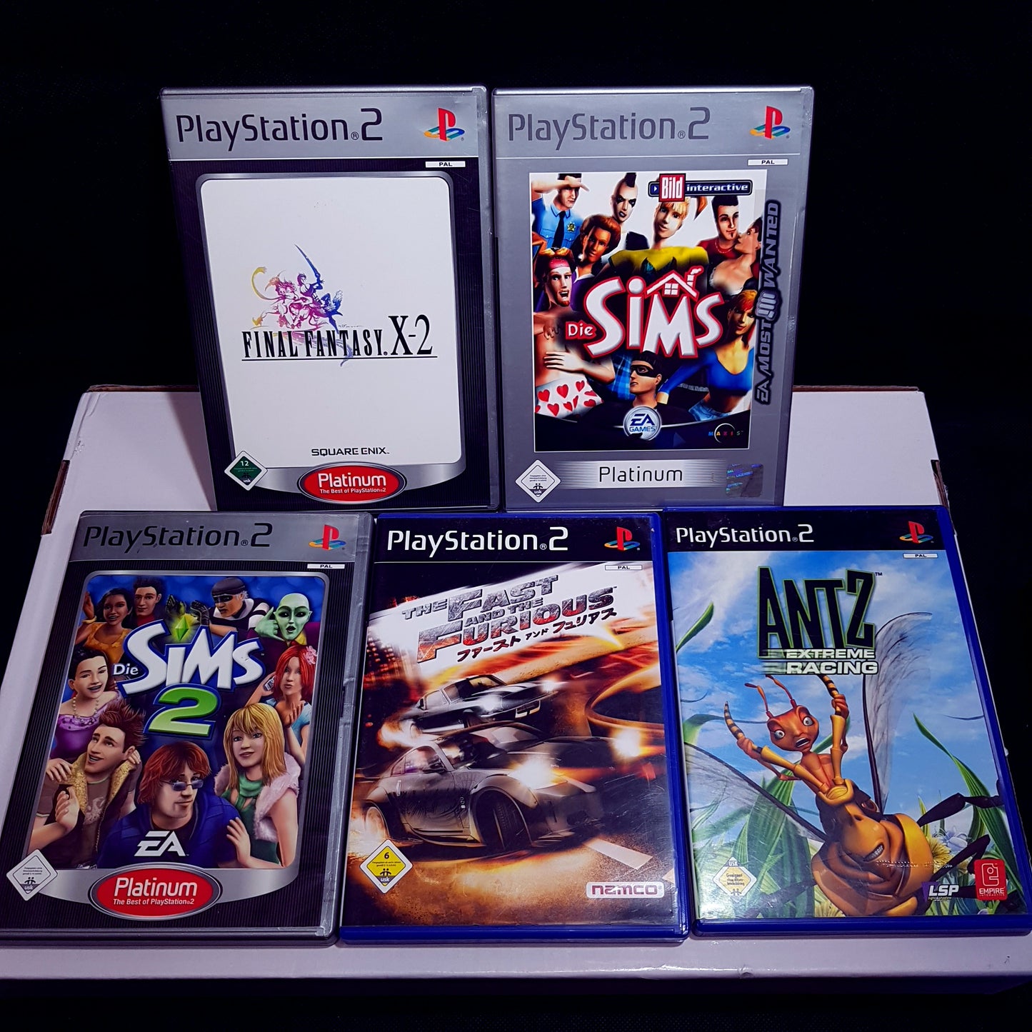 Original Sony Playstation 2 PS2 Slim Konsole schwarz + Controller + 5 Spiele (gebraucht)