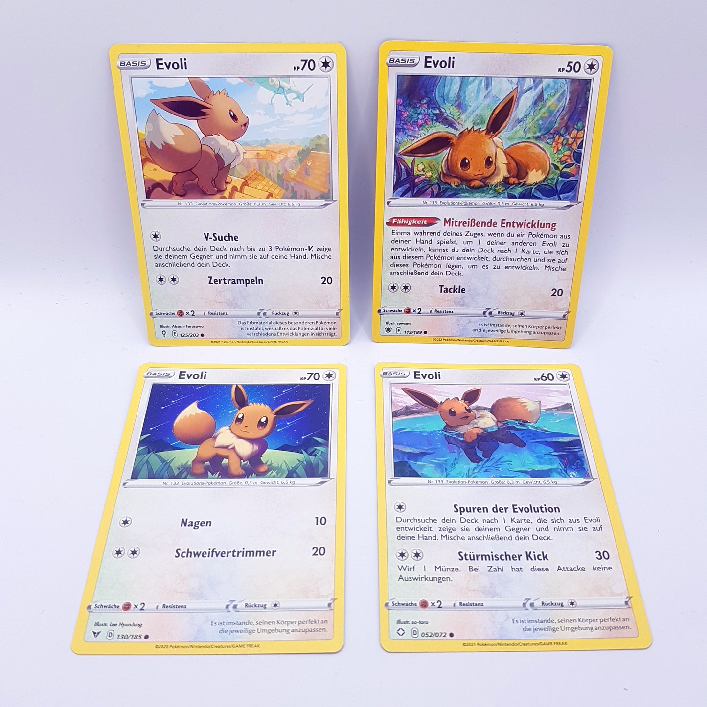 Pokemon Karten - Evoli 052/072 & 130/185 & 119/189 & 125/203 - deutsch