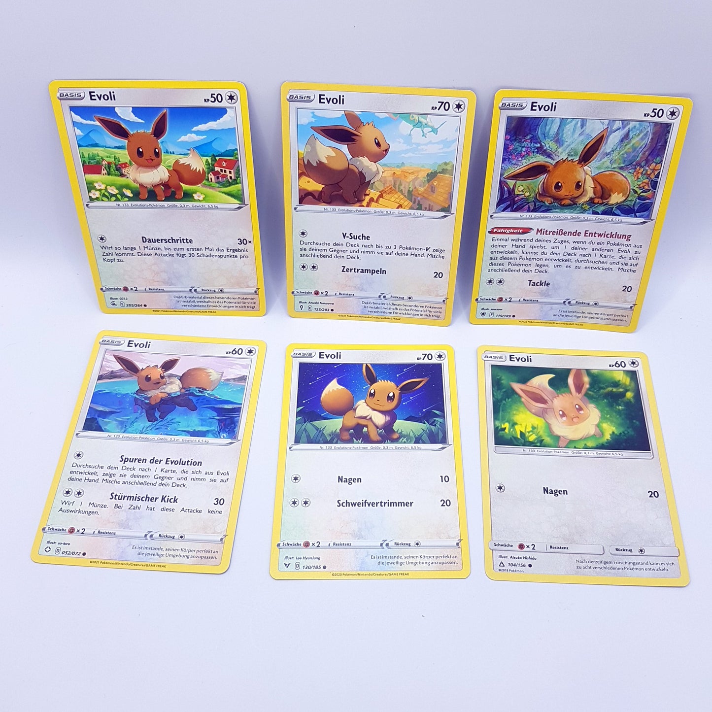 Pokemon Karten - Evoli 205/264 & 125/203 & 119/189 & 052/072 & 130/185 & 104/156
