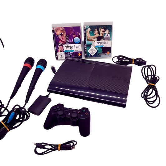 Ps3 Playstation 3 Singstar Paket - Konsole 12GB + Dualshock 3 Controller + 2 Spiele - gebraucht