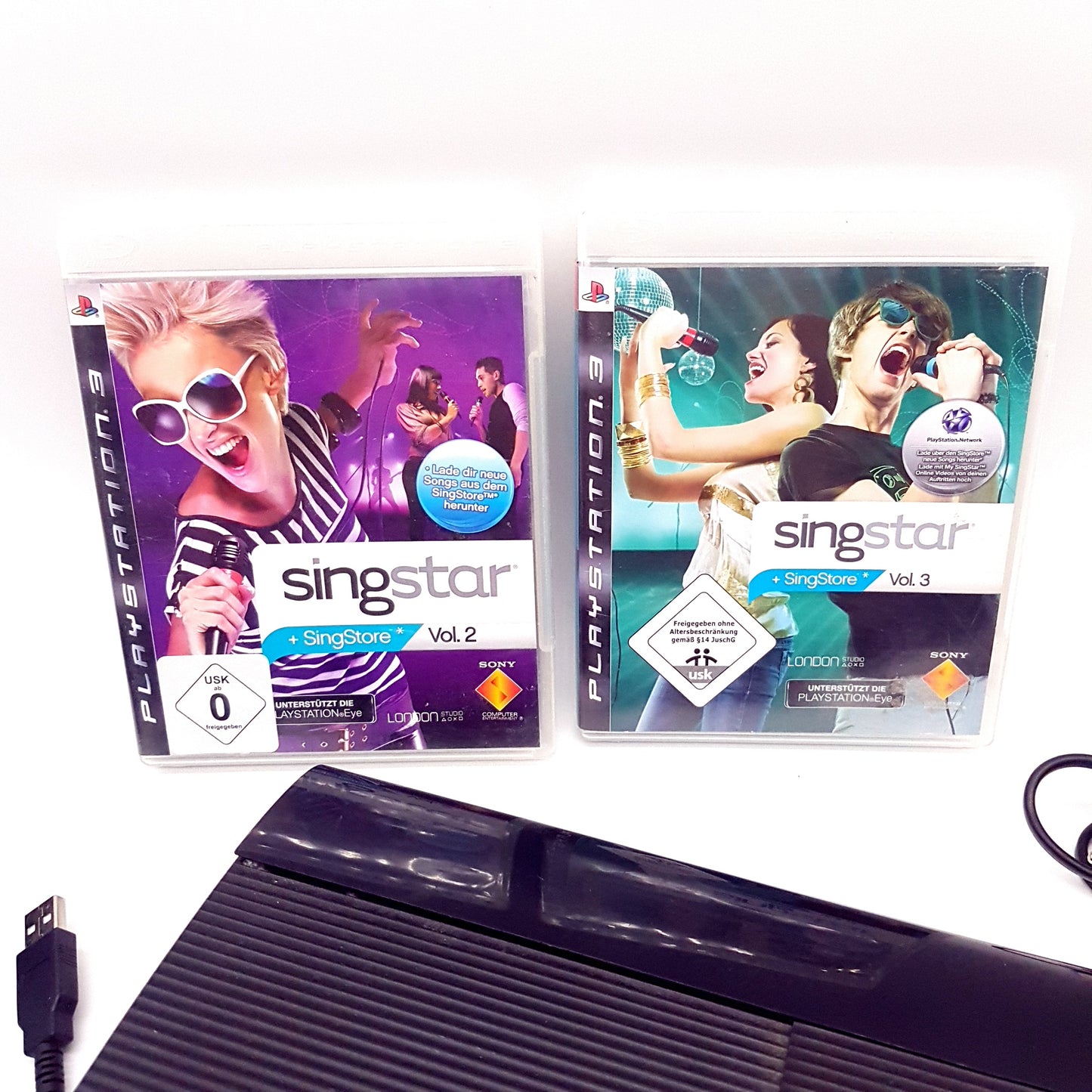 Ps3 Playstation 3 Singstar Paket - Konsole 12GB + Dualshock 3 Controller + 2 Spiele - gebraucht