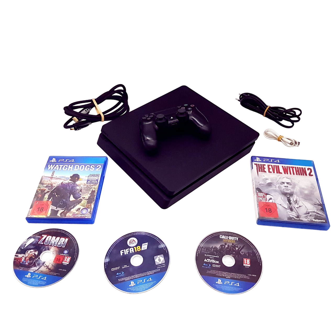 Playstation 4 PS4 Slim Konsole (500GB) + 5 Spiele / gebraucht