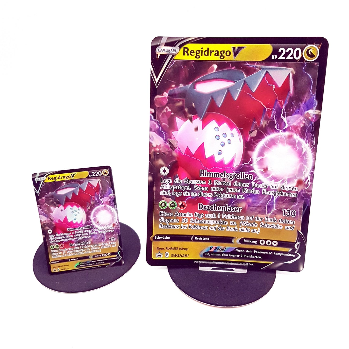 Pokemon XXL Karte - Regidrago V SWSH281 + normale Karte - deutsch