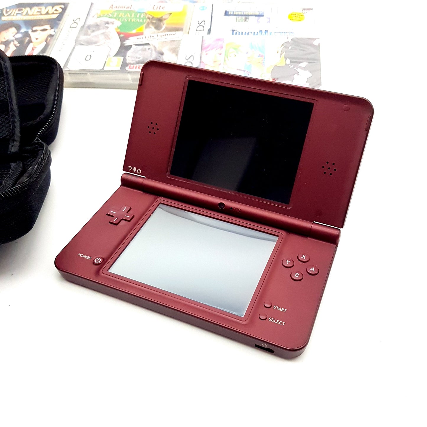 Nintendo DSi XL Konsole bordeauxrot + 10 Spiele - gebraucht - guter Zustand