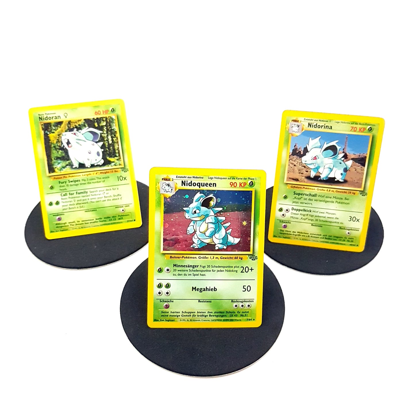 Pokemon Nidoran 57/64 Nidorina 40/64 Nidoqueen 7/64 holo - deutsch/englisch - Vintage