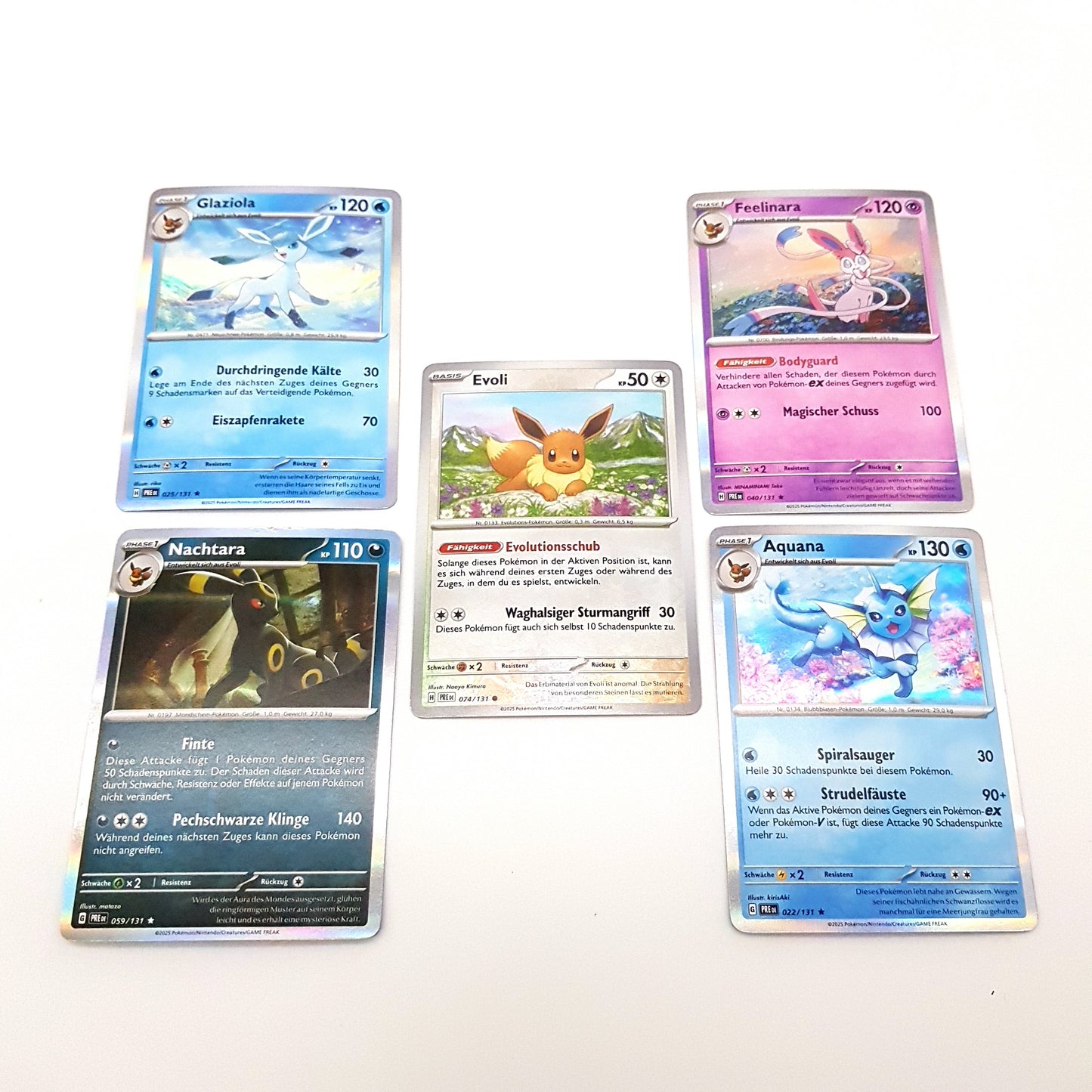 Pokemon - prismatische Entwicklungen - 5 Eeveelutions - reverse & holo - deutsch - near mint