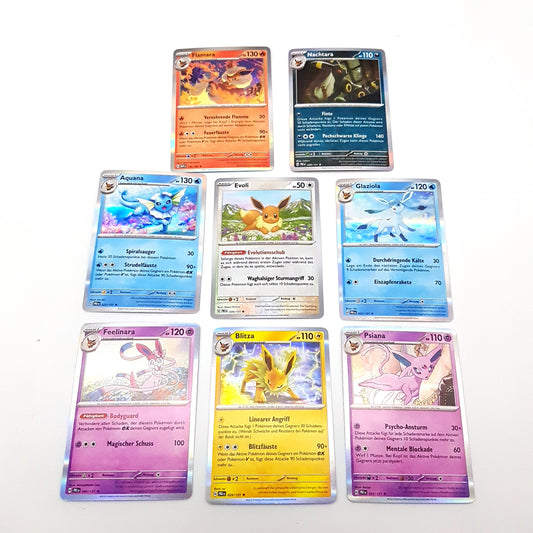 Pokemon - prismatische Entwicklungen - 8 Eeveelutions - reverse & holo - deutsch - near mint