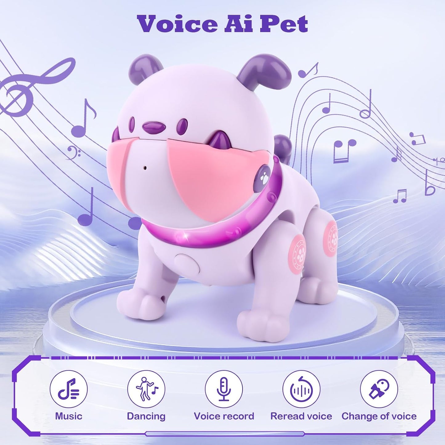 Dodo Ferngesteuertes Roboter Hund Spielzeug mit Musik Fernbedienung - lila