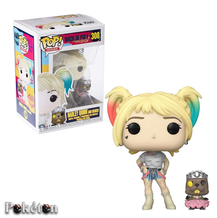 FUNKO POP Birds of Prey #308 Harley Quinn and Beaver - Vinyl Figur OVP NEU