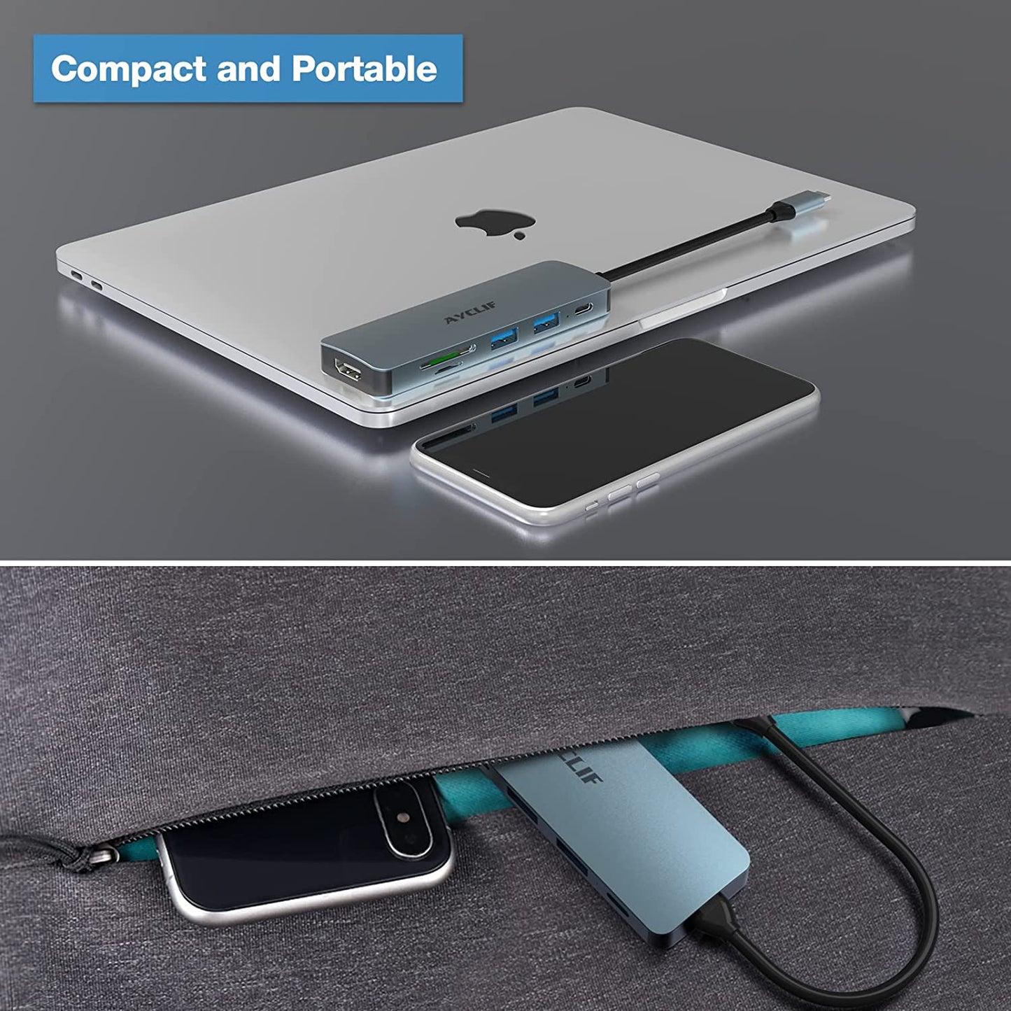 USB C Hub Adapter MacBook Pro / Air iPad Pro - 6 in 1 - 4K HDMI Ausgang Laptop Surface Pro 8 Kartenleser