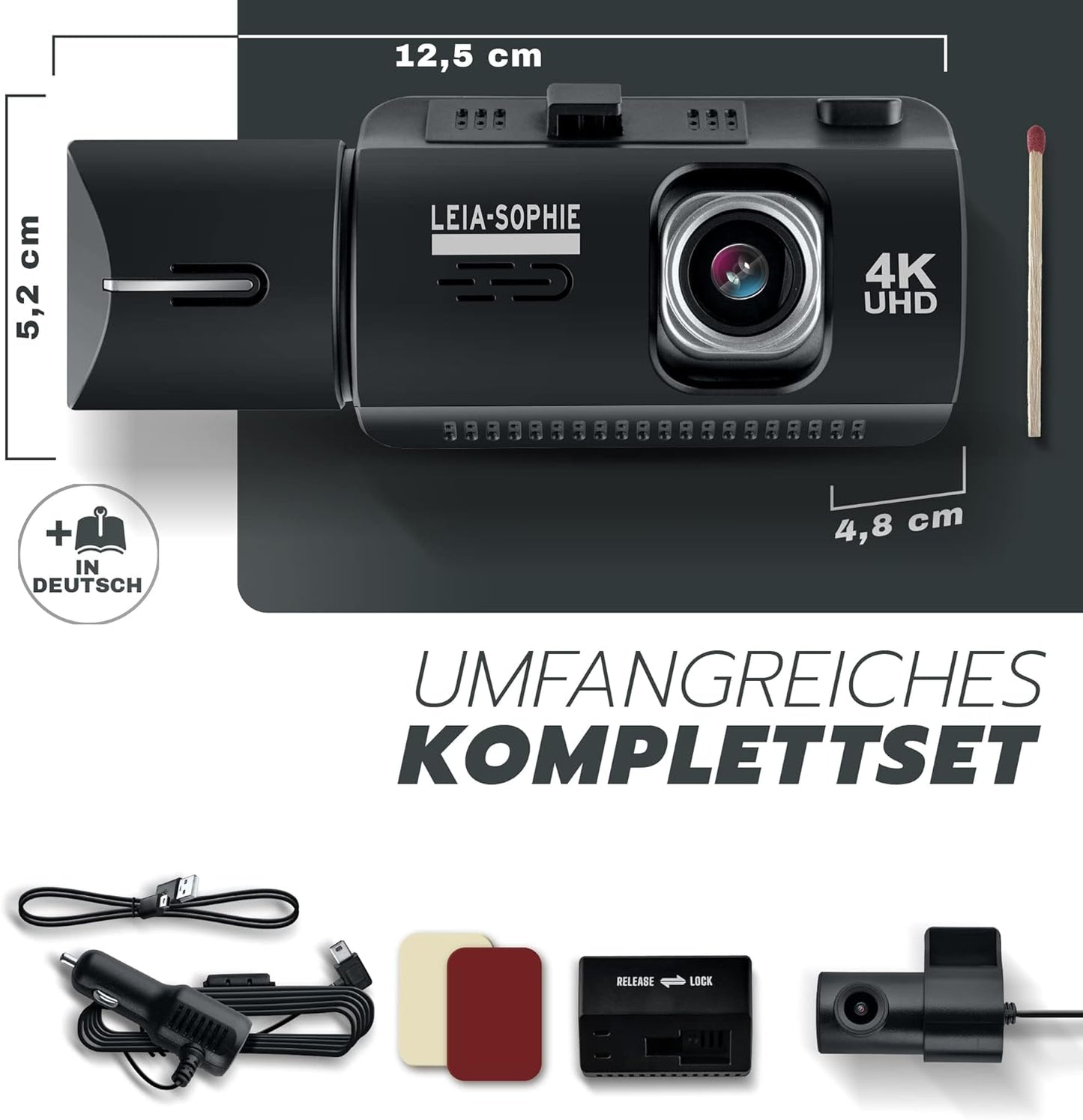 Dashcam 4K - UHD - Infrarot Nachtsicht Auto Kamera IPS-Display