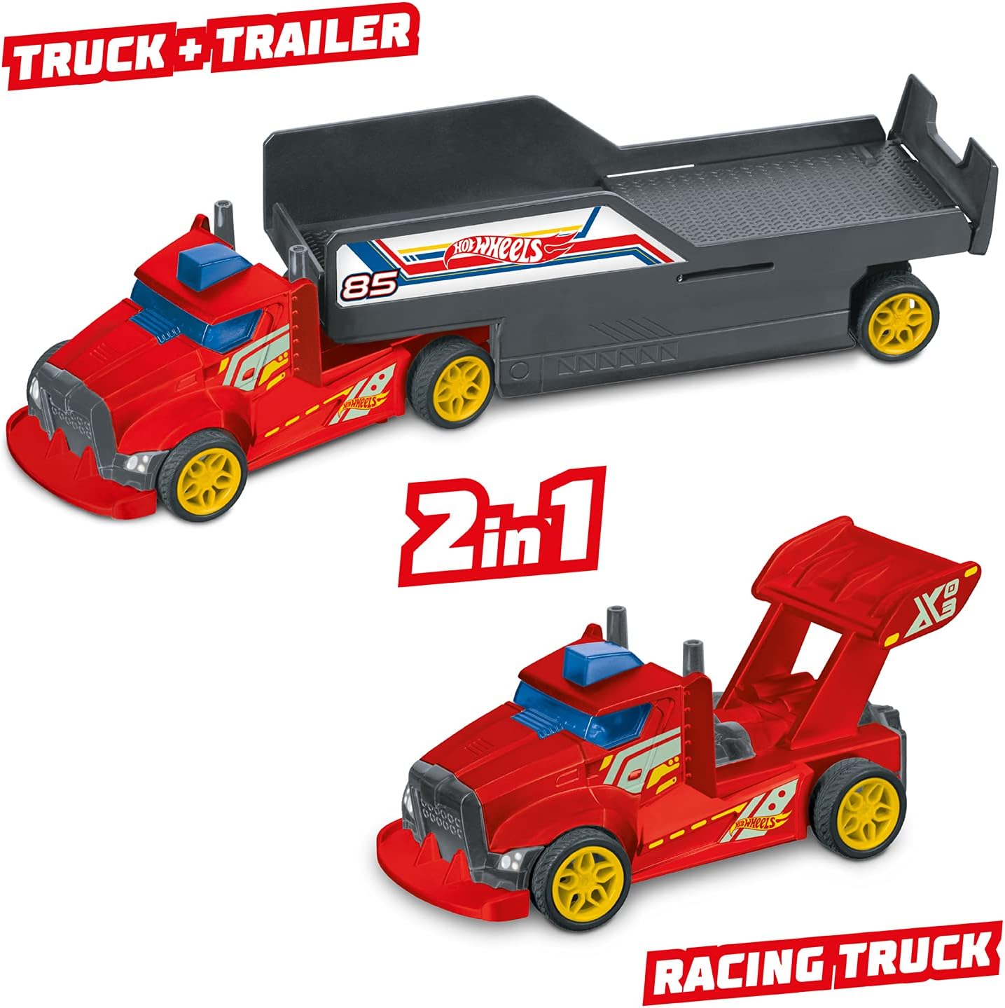 Hot Wheels Mondo Motors Double Truck ferngesteuerter LKW + Auto Action Spielzeug Kinder Fahrzeug Auto