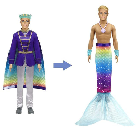 Barbie GTF93 - Dreamtopia 2-in-1 Ken-Puppe - Verwandlung von Prinz zu Meermann