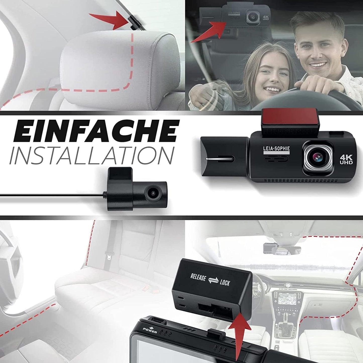 Dashcam 4K - UHD - Infrarot Nachtsicht Auto Kamera IPS-Display