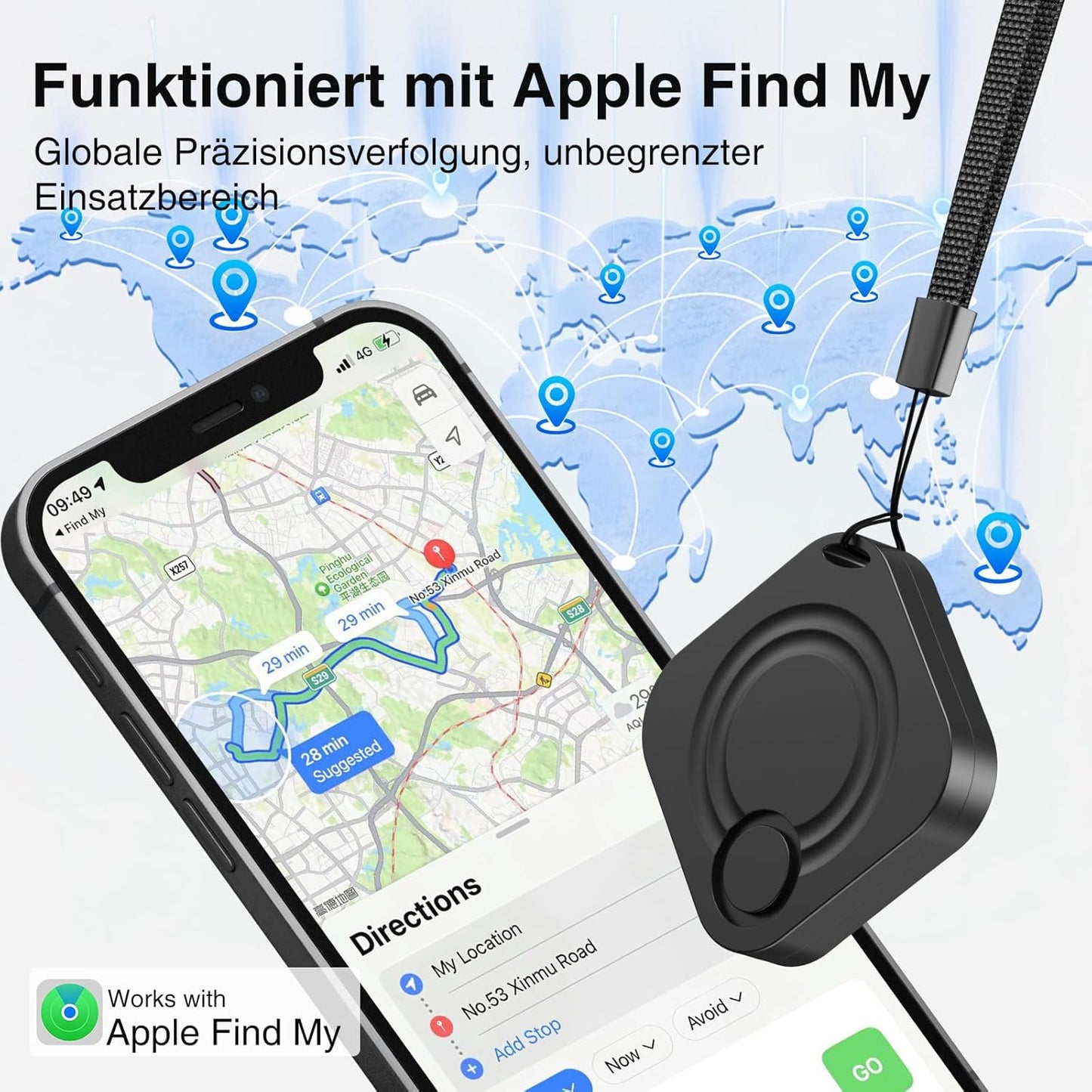Smart Tag - Air Tracker Tag 2er Pack (Apple iOS 14.5+) wasserdicht Bluetooth-Schlüsselfinder